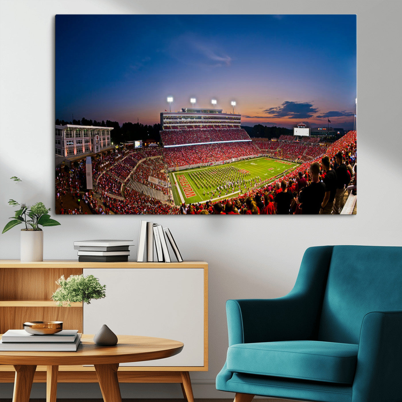 MGV-CV-36X24 - NC State Wolfpack Football Team Print - Raleigh Carter-Finley Stadium Wall Art Canvas Print