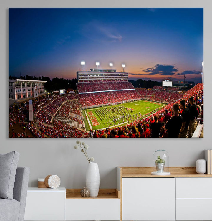 NC State Wolfpack Football Team Print - Raleigh Carter-Finley Stadium Wall Art Canvas Print