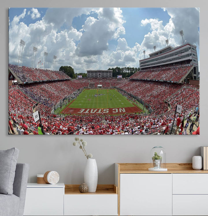 NC State Wolfpack Football Team Print - Raleigh Carter-Finley Stadium Wall Art Canvas Print