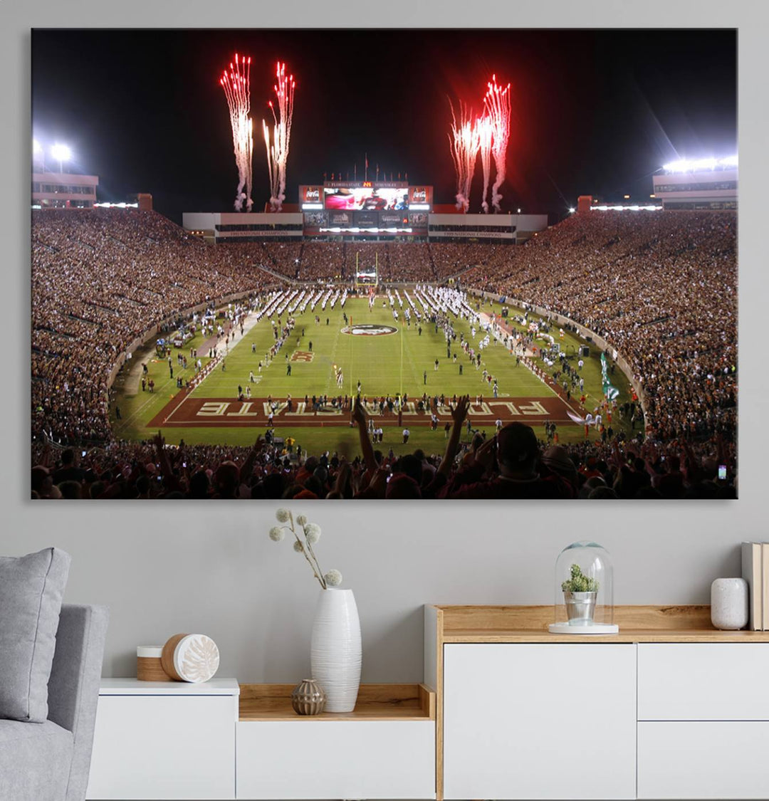 Florida State Seminoles Football Team Print - Tallahassee Doak Campbell Stadium Wall Art Canvas Print