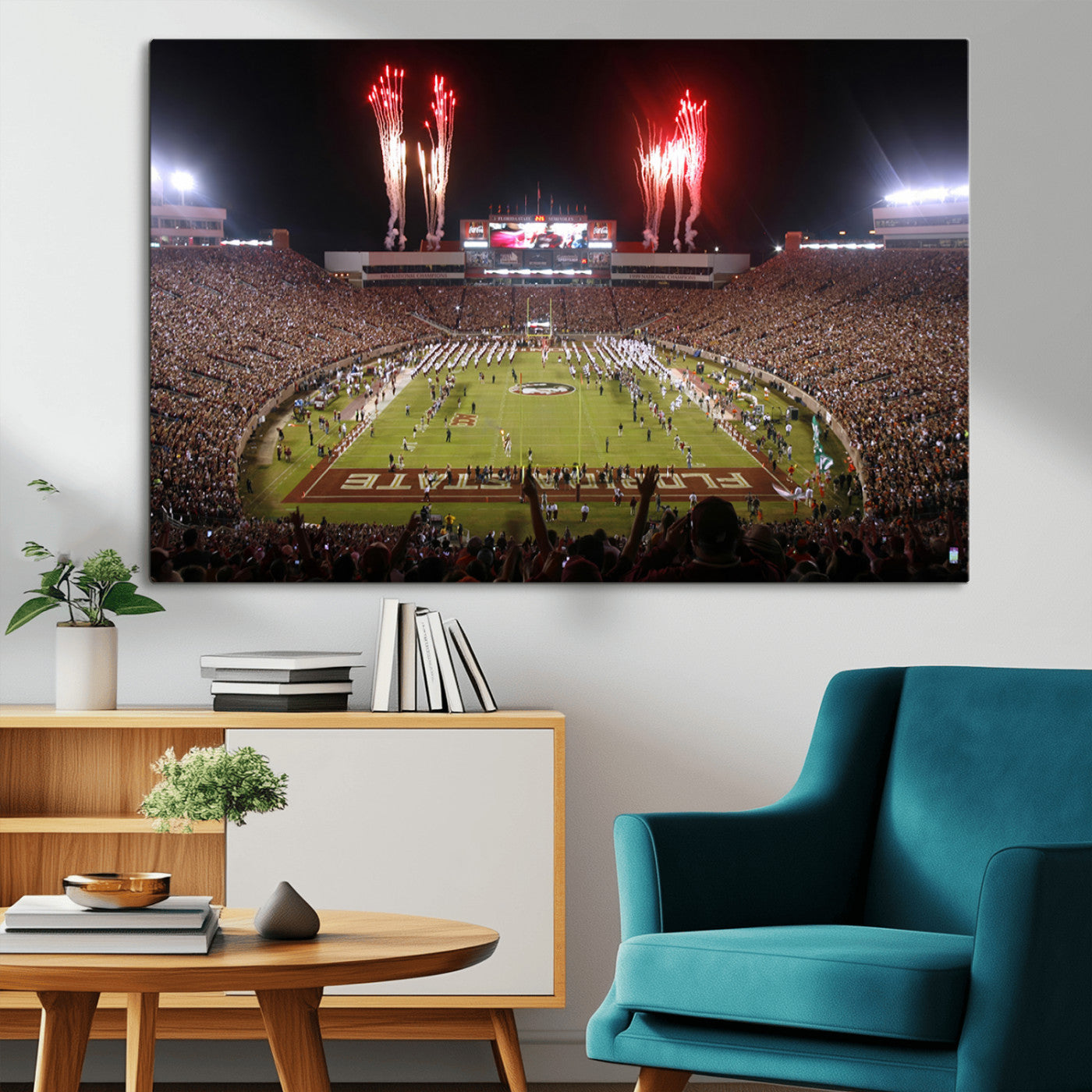 MGV-CV-36X24 - Framed Florida State Seminoles Football Team Print - Tallahassee Doak Campbell Stadium Wall Art