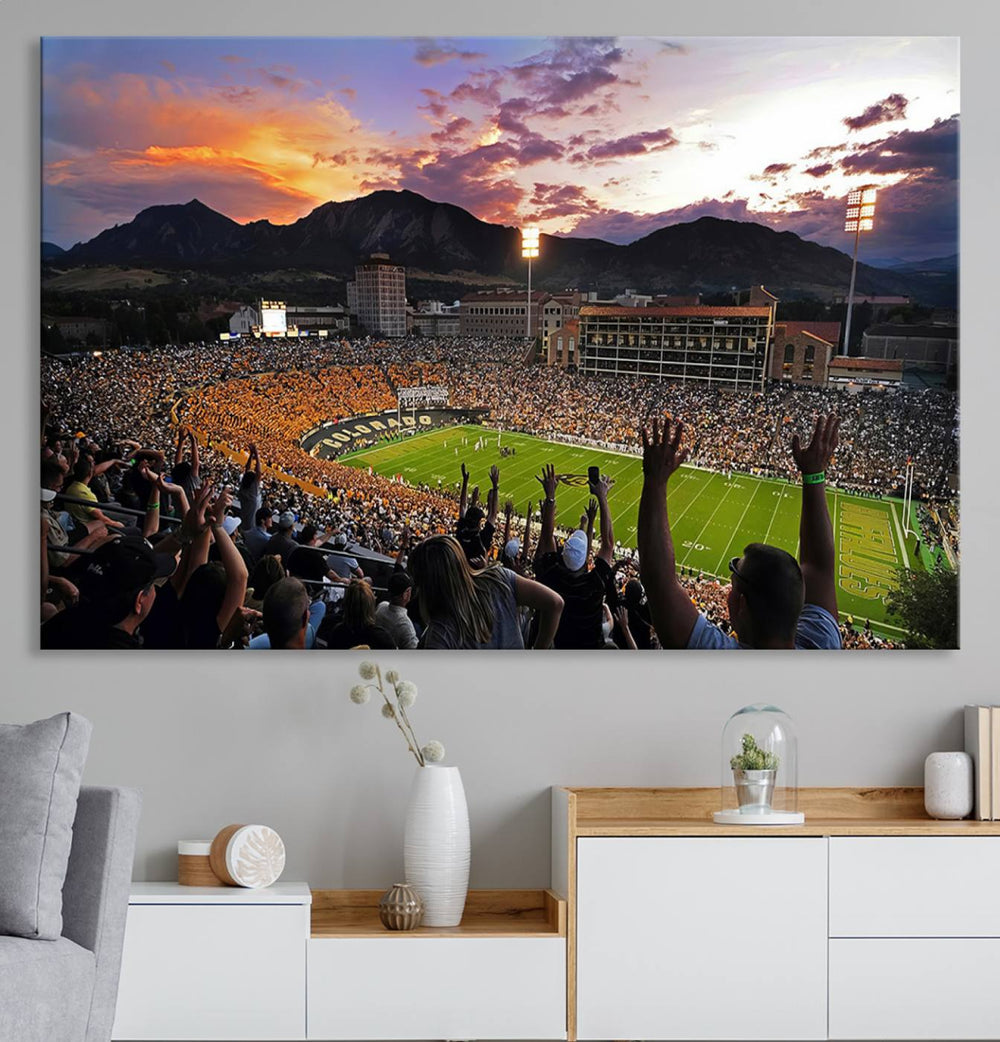 Colorado Buffaloes Football Team Print - Boulder Folsom Field Stadium Wall Art Canvas Print
