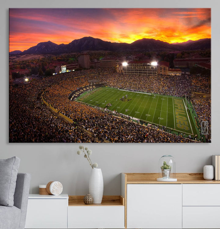 Colorado Buffaloes Football Team Print - Boulder Folsom Field Stadium Wall Art Canvas Print