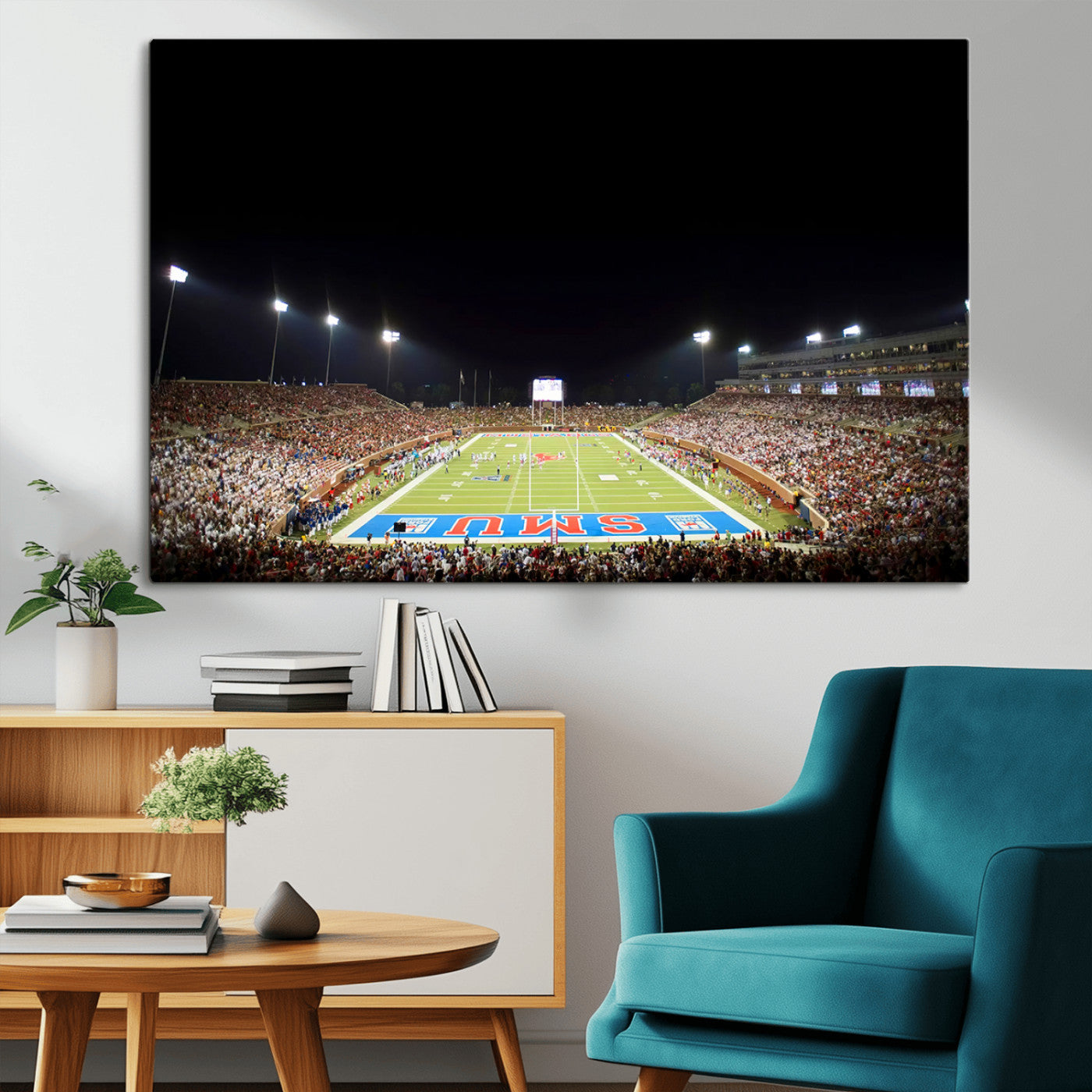 MGV-CV-36X24 - SMU Mustangs Football Team Print - Dallas Gerald J. Ford Stadium Wall Art Canvas Print
