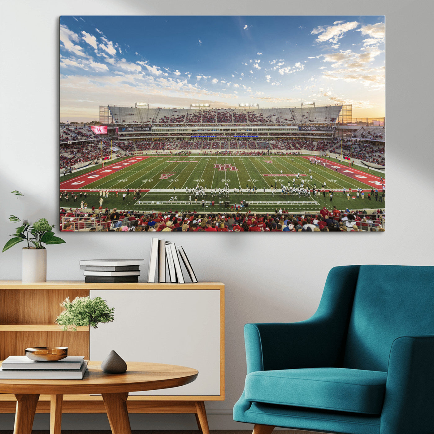 MGV-CV-36X24 - Framed Houston Cougars Football Team Print - Houston TDECU Stadium Wall Art Canvas Print