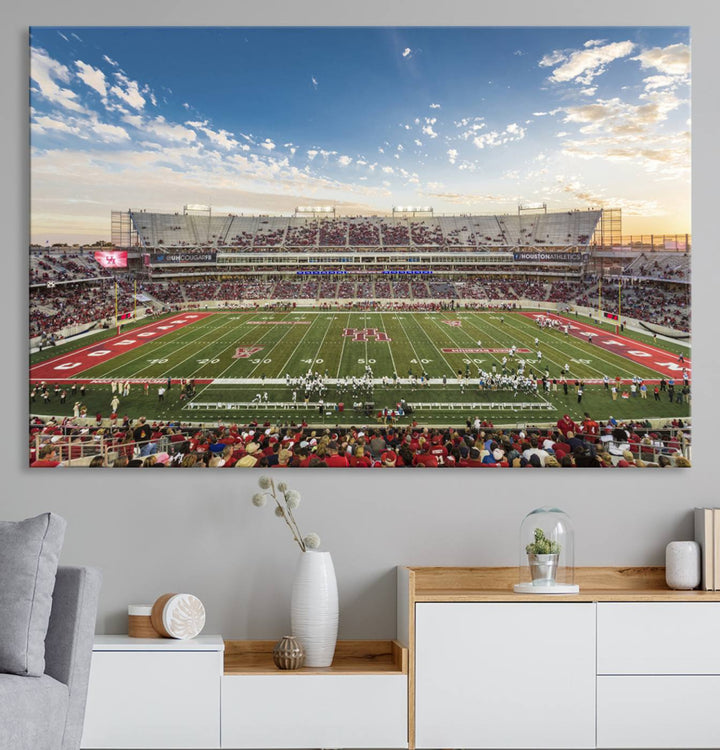 Houston Cougars Football Team Print - Houston TDECU Stadium Wall Art Canvas Print