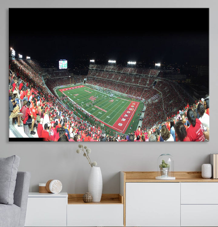 Houston Cougars Football Team Print - Houston TDECU Stadium Wall Art Canvas Print