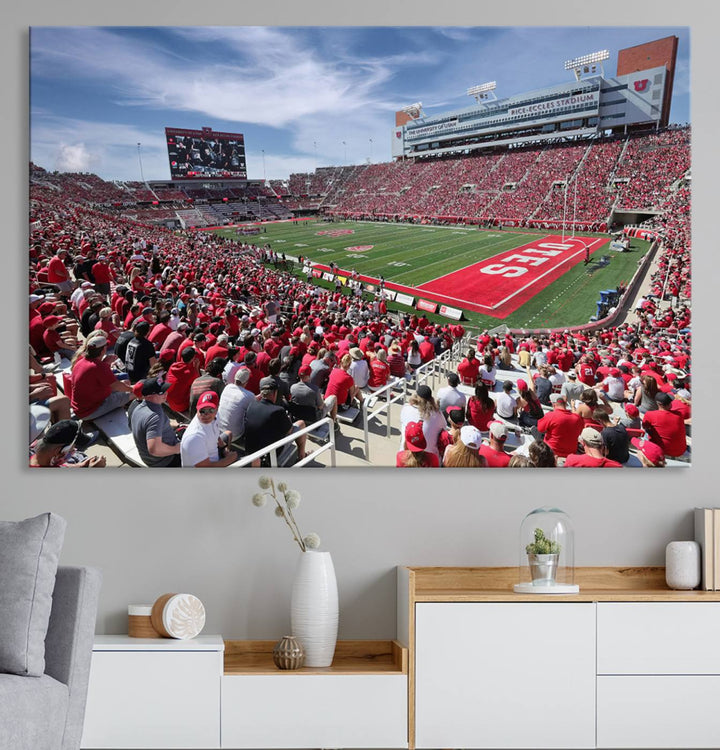 Utah Utes Football Team Print - Salt Lake City Rice-Eccles Stadium Wall Art Canvas Print