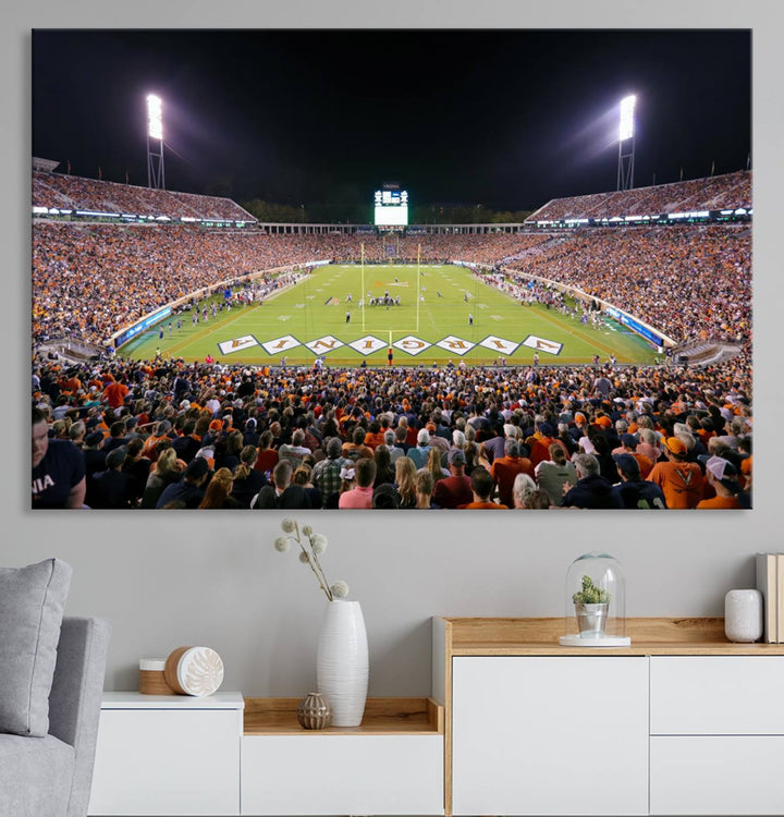 Virginia Cavaliers Football Team Print - Charlottesville Scott Stadium Wall Art Canvas Print