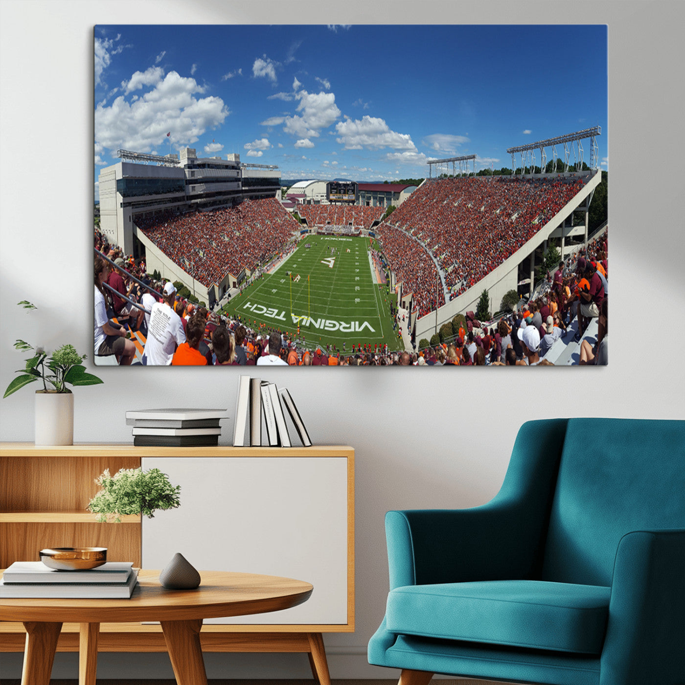 MGV-CV-36X24 - Virginia Tech Hokies Football Team Print - Blacksburg Lane Stadium Wall Art Canvas Print