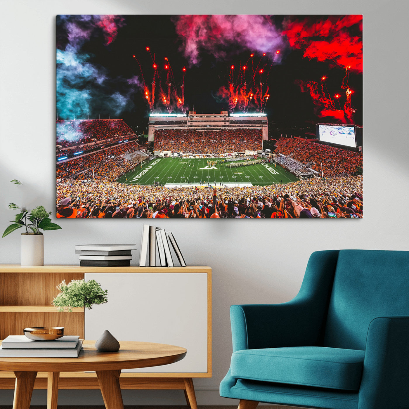 MGV-CV-36X24 - Virginia Tech Hokies Football Team Print - Blacksburg Lane Stadium Wall Art Canvas Print