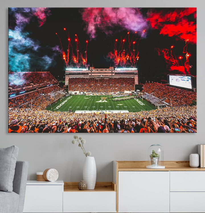 Virginia Tech Hokies Football Team Print - Blacksburg Lane Stadium Wall Art Canvas Print