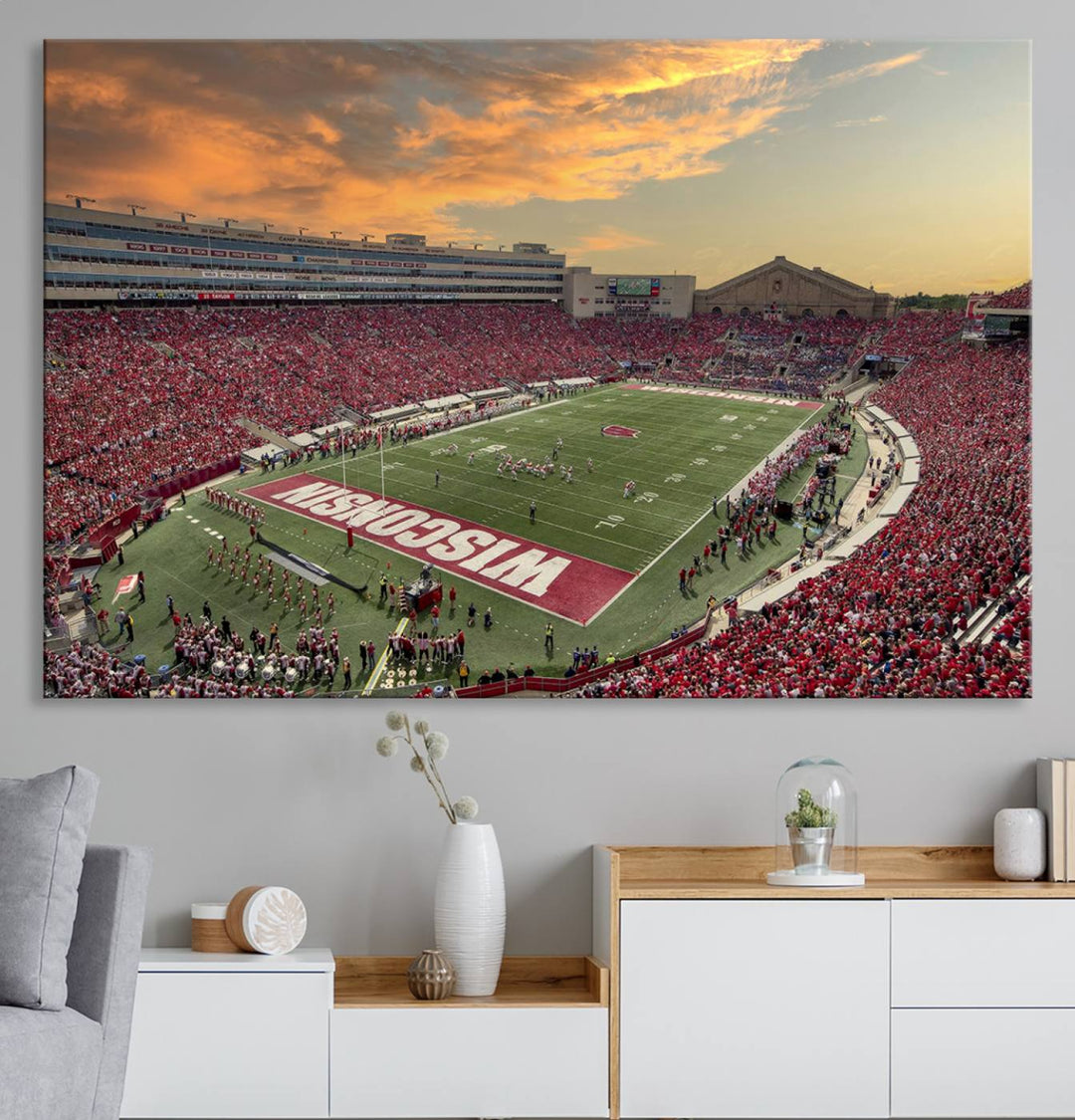 Wisconsin Badgers Football Team Print - Madison Camp Randall Stadium Wall Art Canvas Print