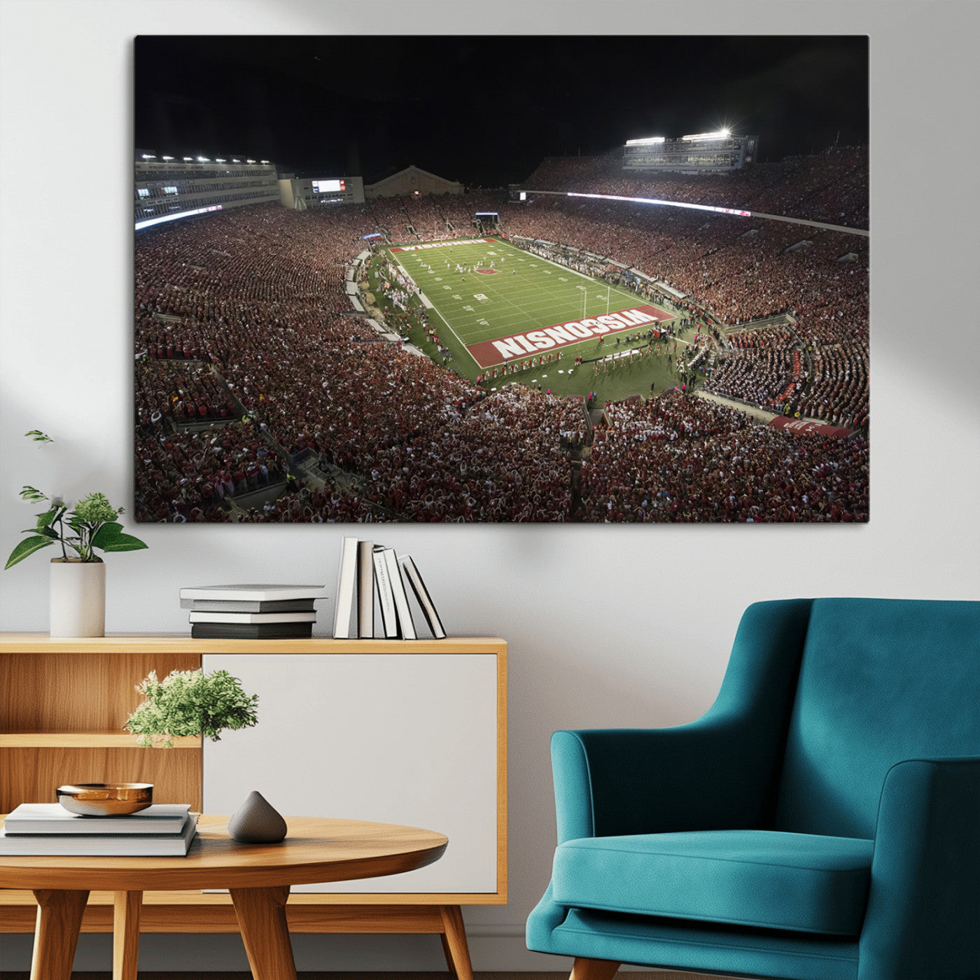 MGV-CV-36X24 - Wisconsin Badgers Football Team Print - Madison Camp Randall Stadium Wall Art Canvas Print