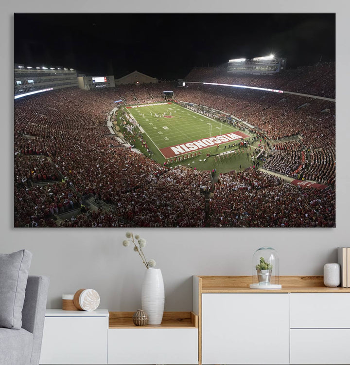 Wisconsin Badgers Football Team Print - Madison Camp Randall Stadium Wall Art Canvas Print