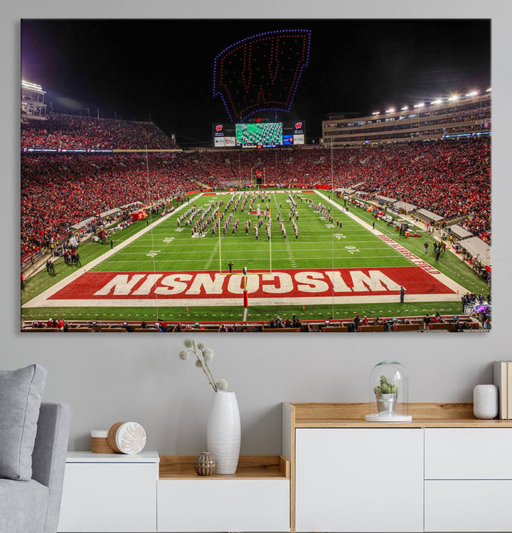 Wisconsin Badgers Football Team Print - Madison Camp Randall Stadium Wall Art Canvas Print