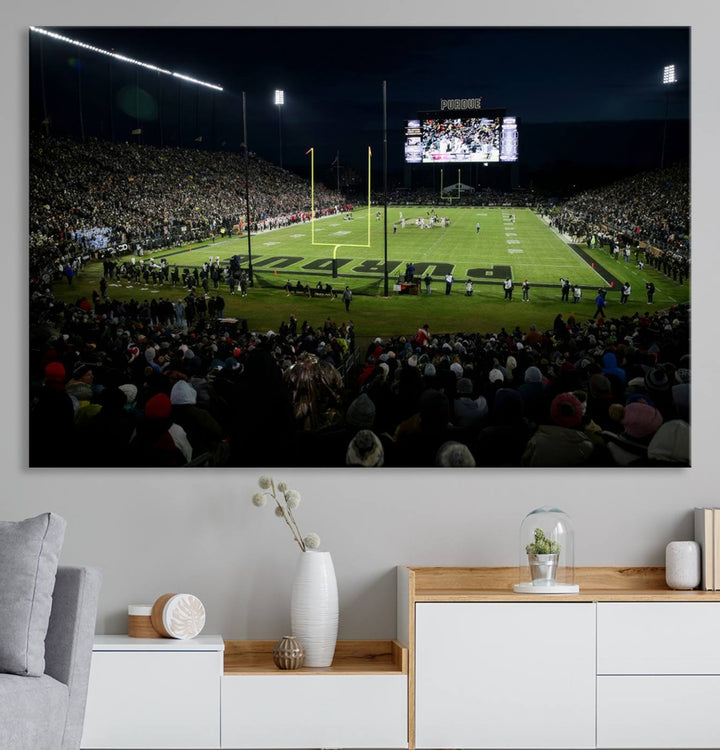 Purdue Boilermakers Football Team Print - West Lafayette Ross–Ade Stadium Wall Art Canvas Print