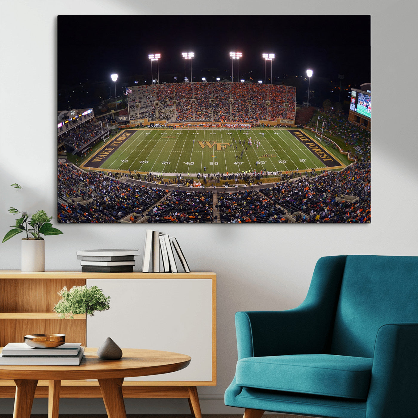 MGV-CV-36X24 - Demon Deacons Print Canvas, Football Team Print - Winston-Salem Allegacy Federal Credit Union