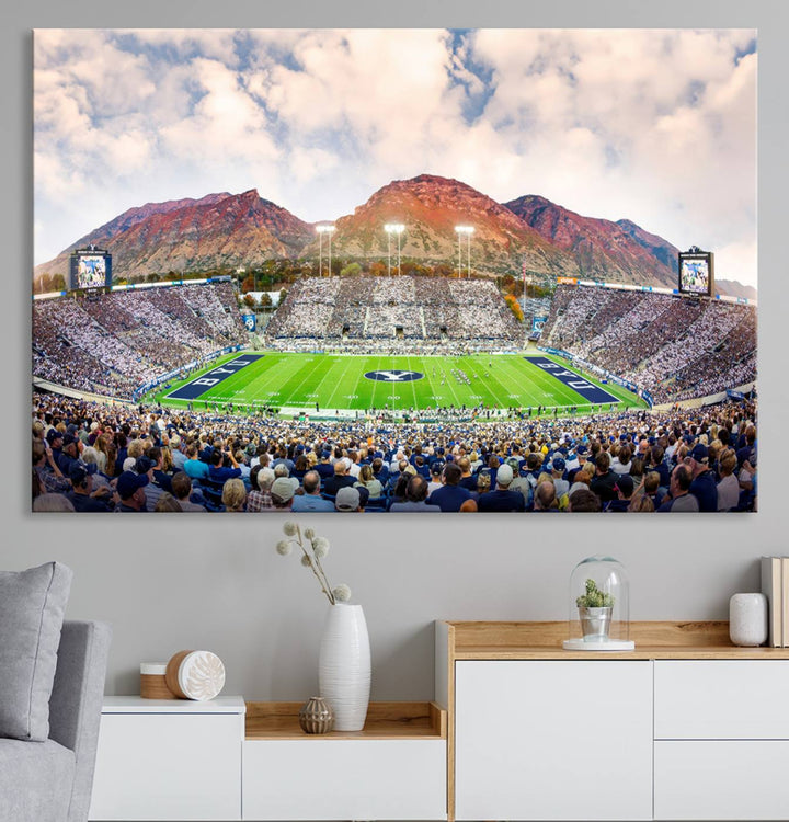 Brigham Young University Cougars Football Team Print - Provo LaVell Edwards Stadium Wall Art Canvas Print.