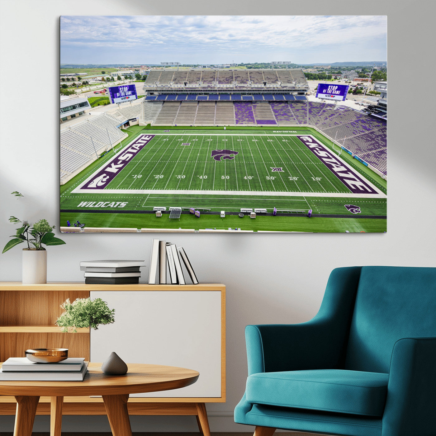 MGV-CV-36X24 - KState Wildcats Football Team Print - Manhattan Bill Snyder Family Football Stadium Wall Art Canvas