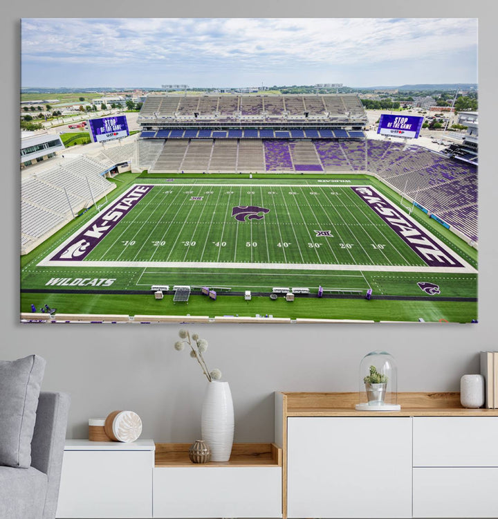 KState Wildcats Football Team Print - Manhattan Bill Snyder Family Football Stadium Wall Art Canvas Print