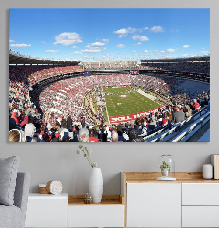 University of Alabama Crimson Tide Football Team Print - Tuscaloosa Bryant-Denny Stadium Wall Art Canvas Print