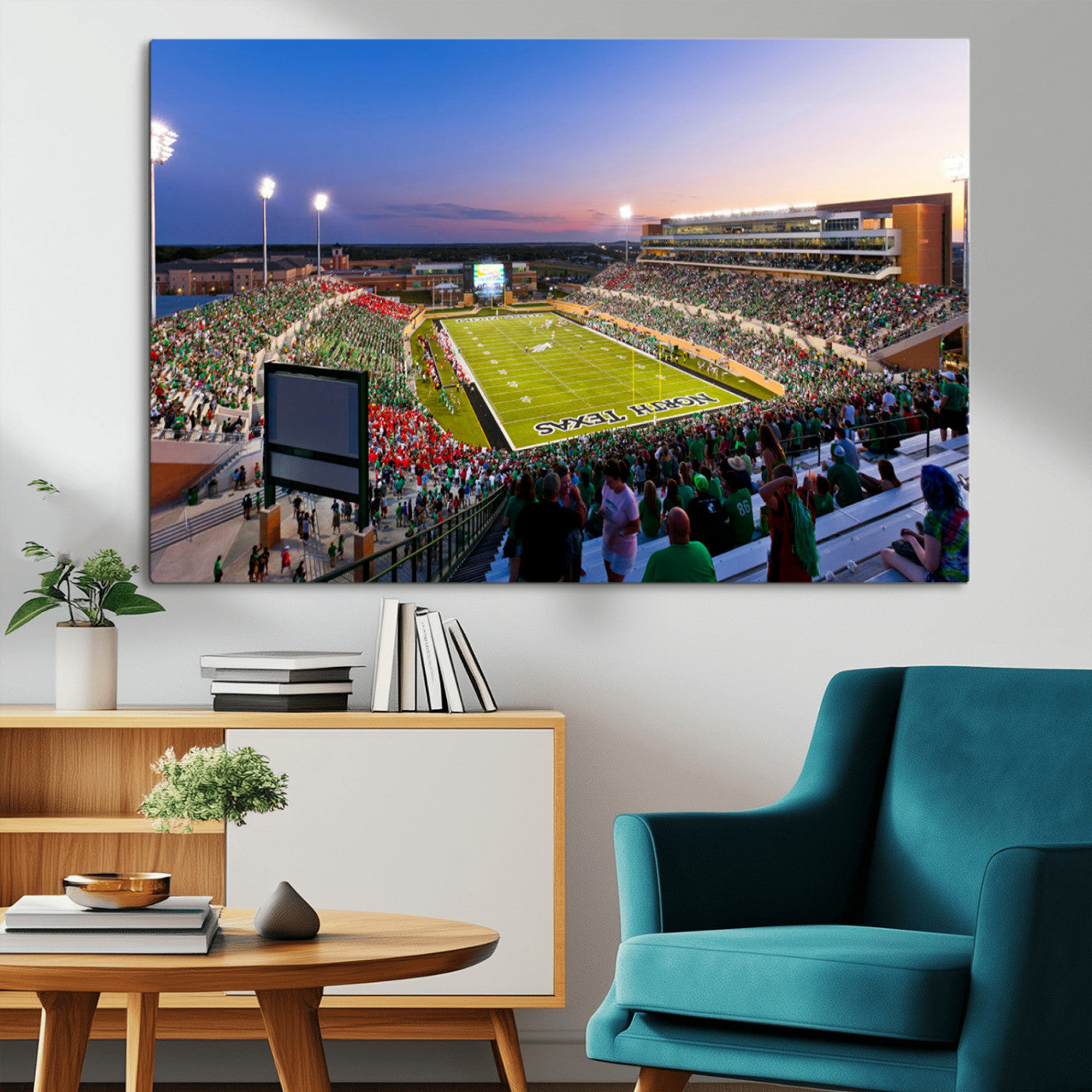 MGV-CV-36X24 - University of North Texas Mean Green Football Team Print - Denton DATCU Stadium Wall Art Canvas