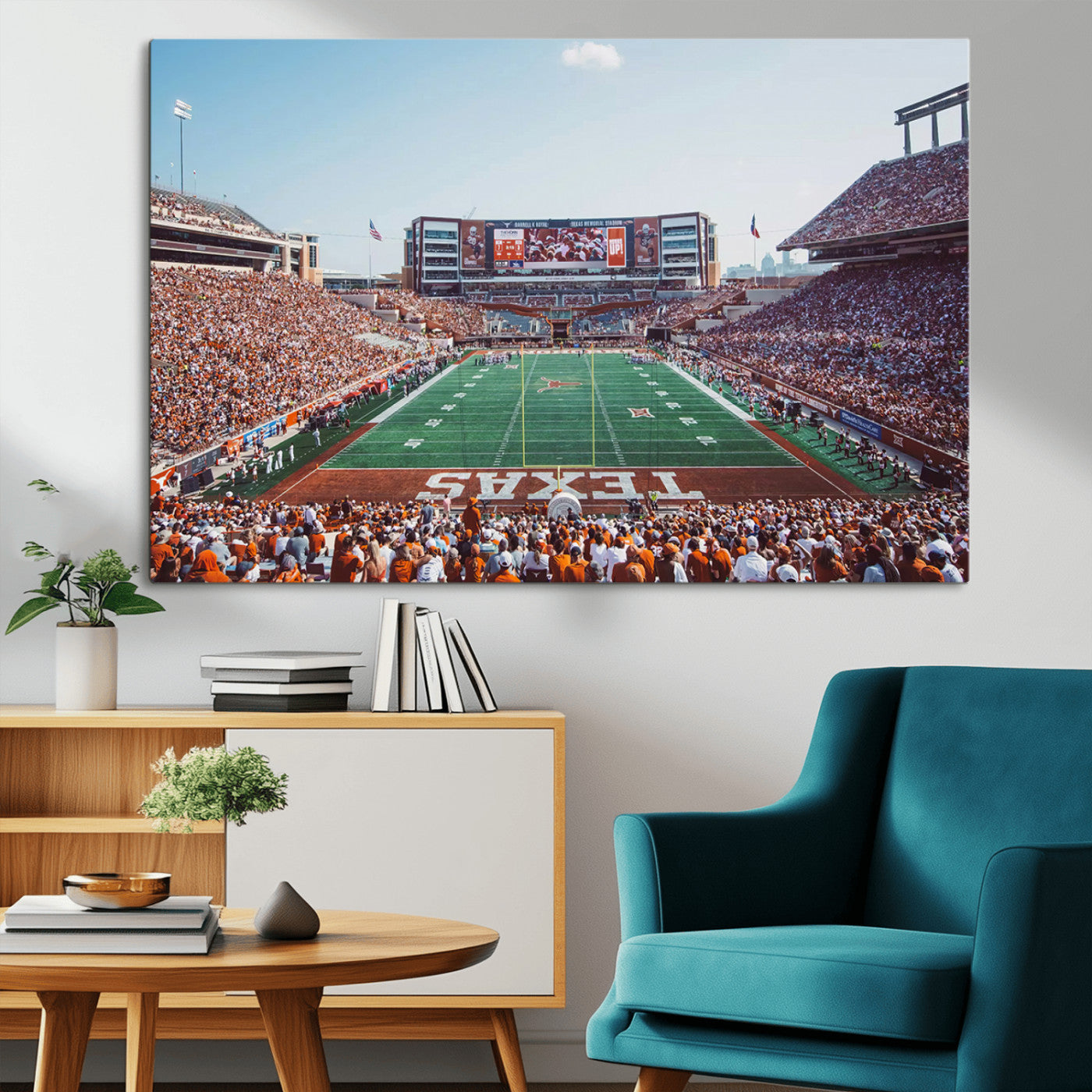 MGV-CV-36X24 - Framed Texas Memorial Stadium Canvas, University of Texas Longhorns Football Team Print - Austin