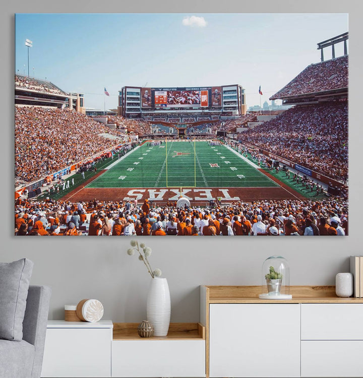 University of Texas Longhorns Football Team Print - Austin Darrell K Royal-Texas Memorial Stadium at Campbell-Williams Field Wall Art Canvas Print