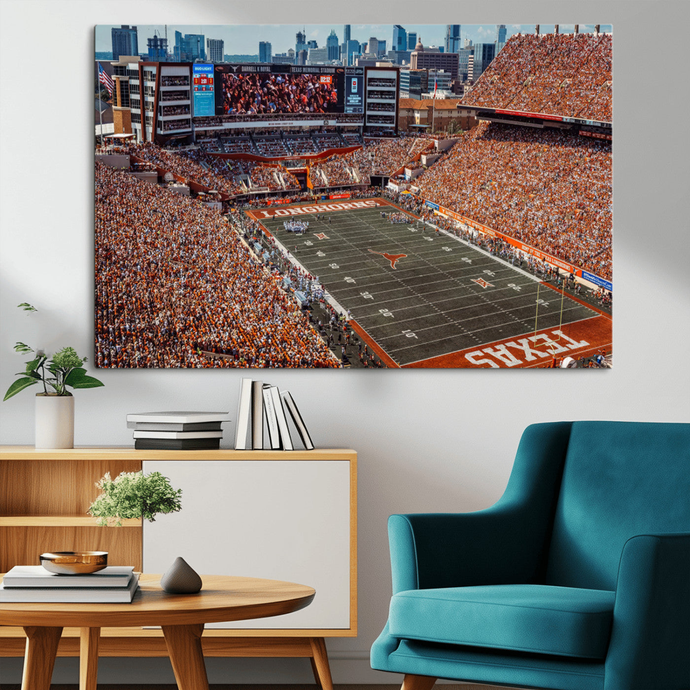 MGV-CV-36X24 - University of Texas Longhorns Football Team Print - Austin Darrell K Royal-Texas Memorial Stadium