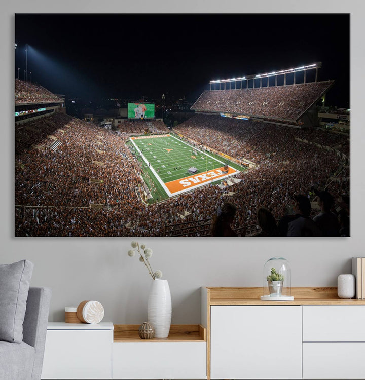 University of Texas Longhorns Football Team Print Austin Darrell K Royal Texas Memorial Stadium Wall Art Canvas Print