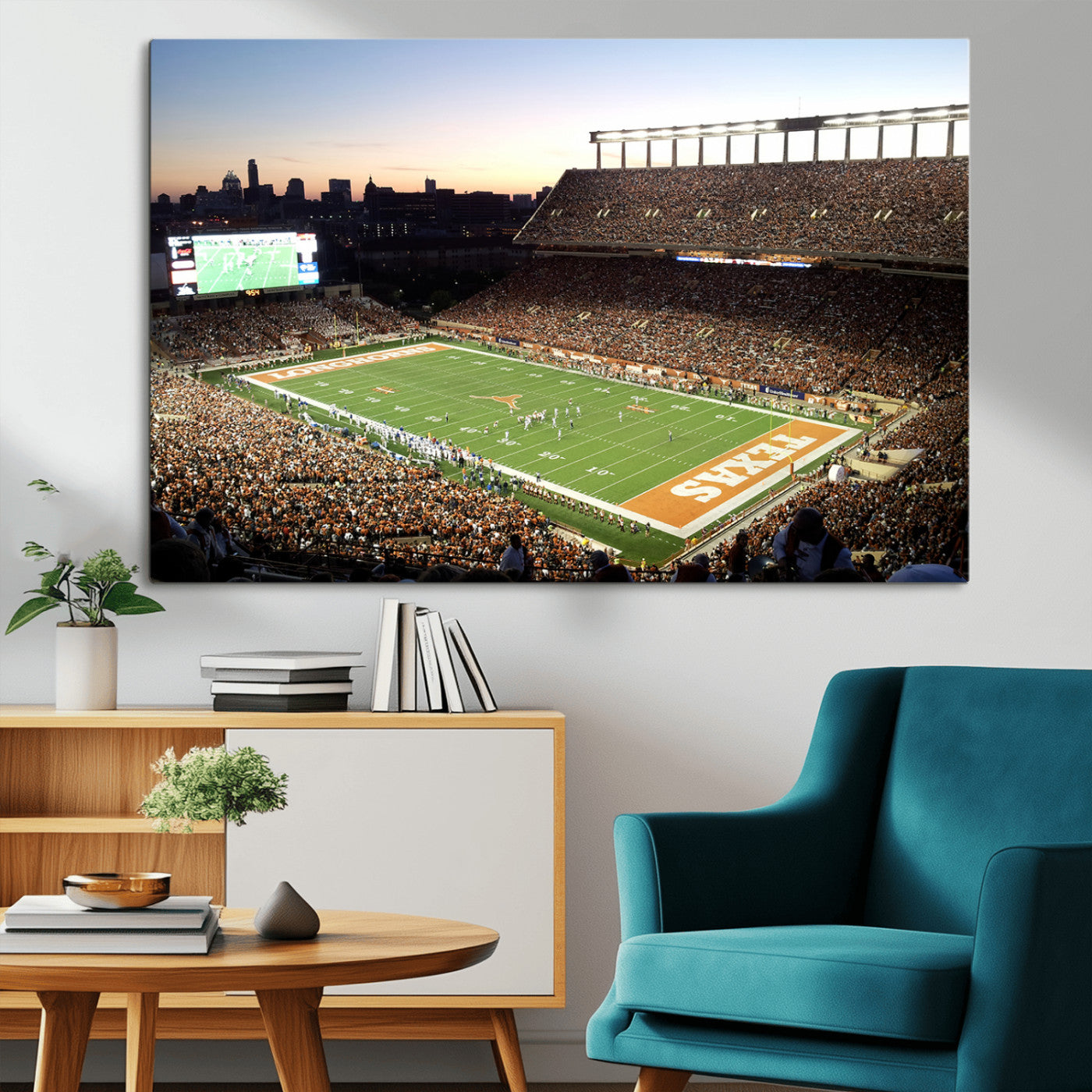MGV-CV-36X24 - Darrell K Royal-Texas Memorial Stadium Canvas Wall Art - Texas Longhorns Football Match