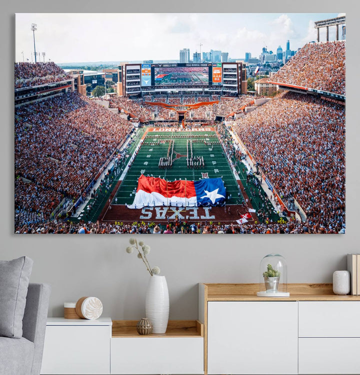 University of Texas Longhorns Football Team Canvas Print - Austin Darrell K Royal-Texas Memorial Stadium Wall Art Canvas Print