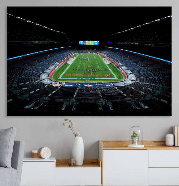 Denver Broncos Football Team Print - Denver Empower Field at Mile High Stadium Wall Art Canvas Print