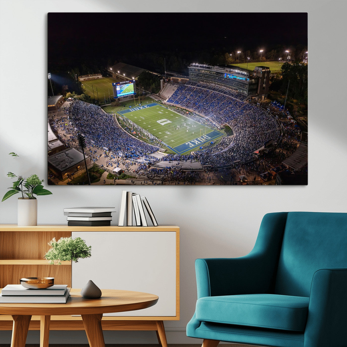 MGV-CV-36X24 - Duke University Blue Devils Football Print Canvas - Durham Wallace Wade Stadium Wall Art Canvas