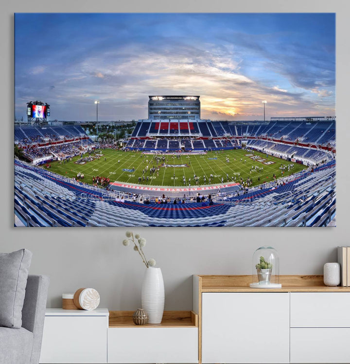 Florida Atlantic University Owls Football Team Print - Boca Raton FAU Stadium Wall Art Canvas Print