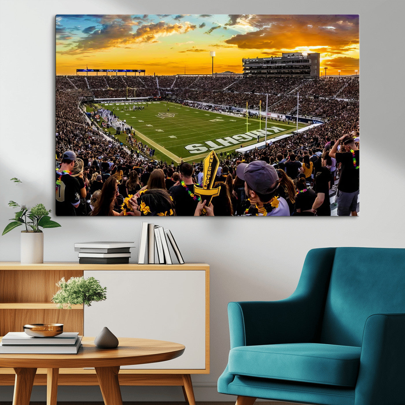 MGV-CV-36X24 - UCF Knights Football Team Print - Orlando FBC Mortgage Stadium, UCF Knights Wall Art Canvas Print