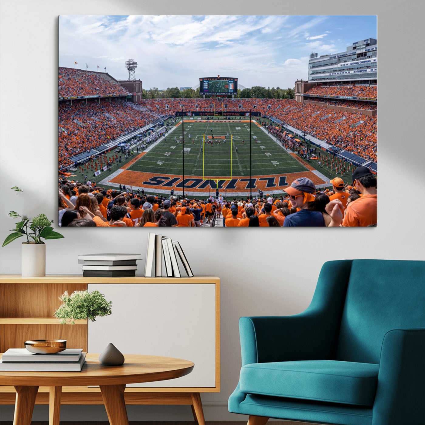 MGV-CV-36X24 - University of Illinois Fighting Illini Football Team Print Canvas - Champaign Illinois Memorial