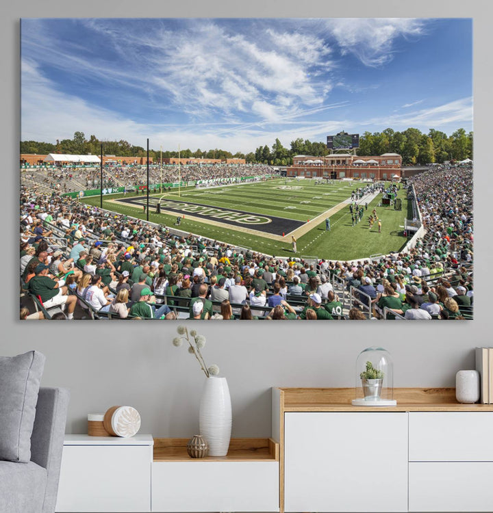 University of Charlotte 49ers Football Team Print - Charlotte Jerry Richardson Stadium Wall Art Canvas Print