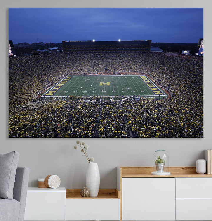 University of Michigan Wolverines Football Team Print - Ann Arbor Michigan Stadium Wall Art Canvas Print