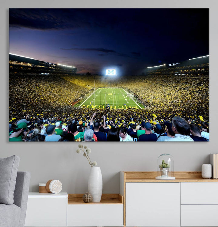 University of Michigan Wolverines Football Team Print - Ann Arbor Michigan Stadium Wall Art Canvas Print