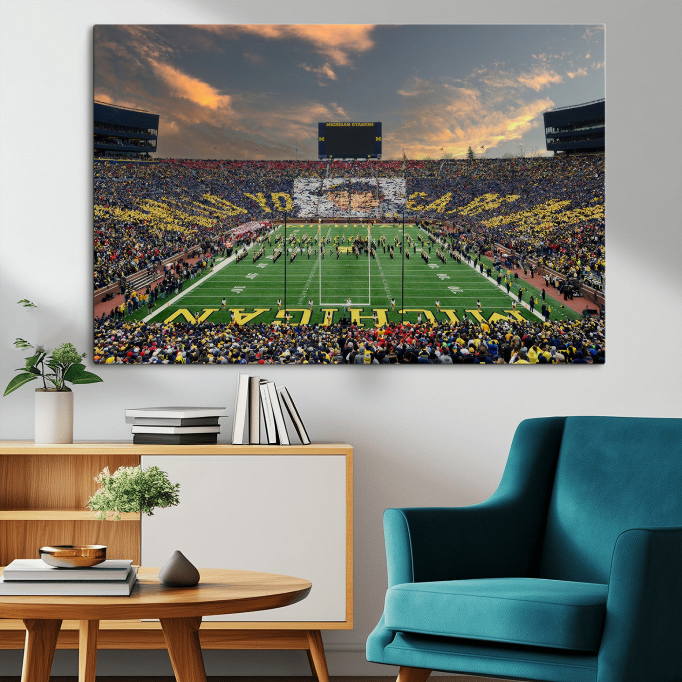 MGV-CV-36X24 - University of Michigan Wolverines Print Canvas, Football Team Print - Ann Arbor Michigan Stadium