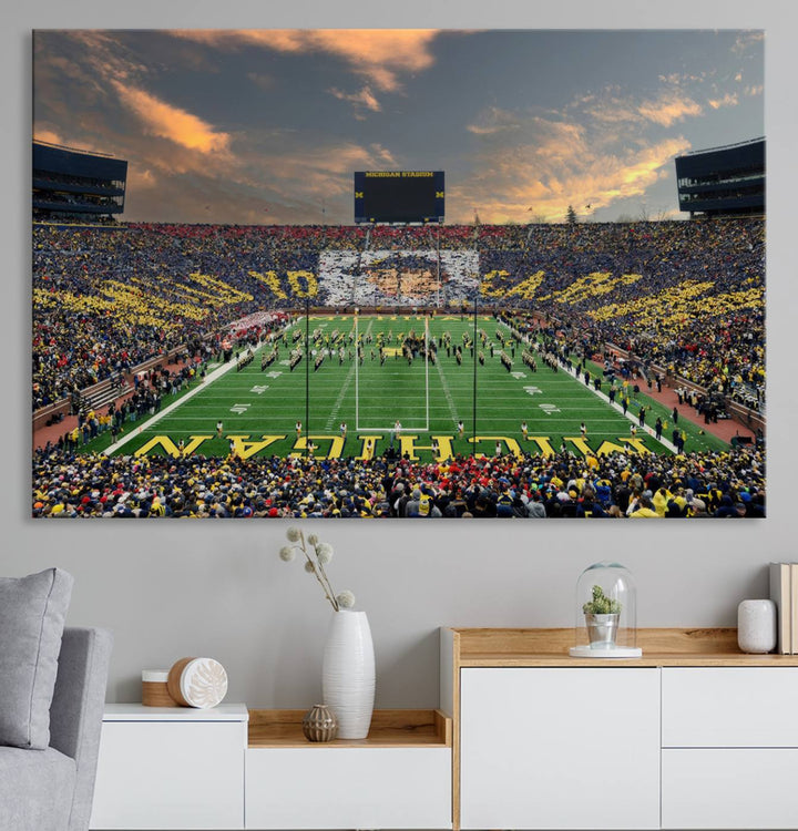 University of Michigan Wolverines Football Team Print - Ann Arbor Michigan Stadium Wall Art Canvas Print