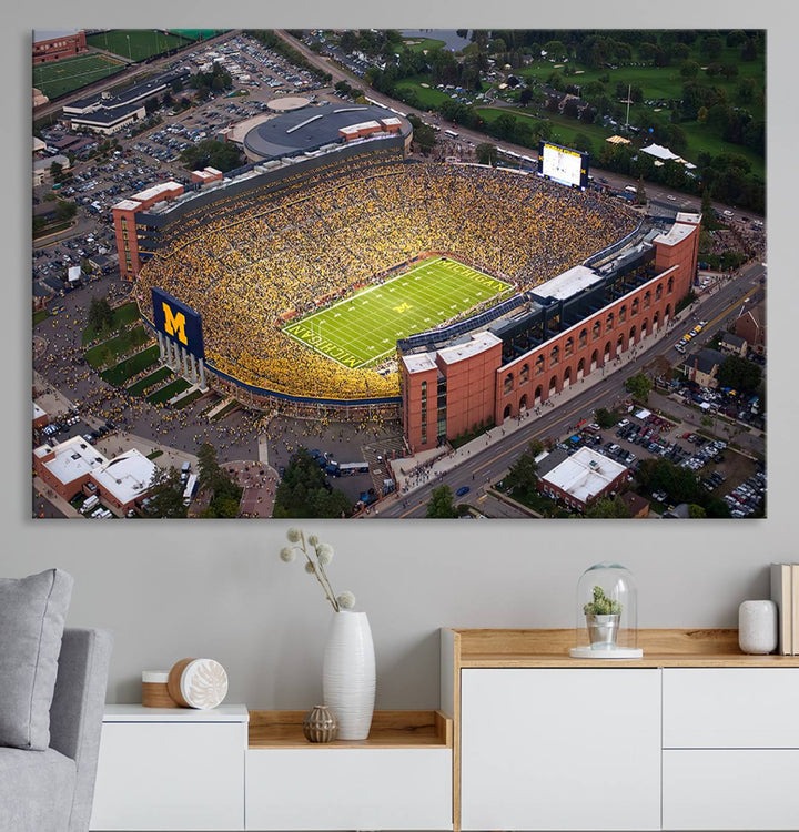 University of Michigan Wolverines Football Team Print - Ann Arbor Michigan Stadium Wall Art Canvas Print