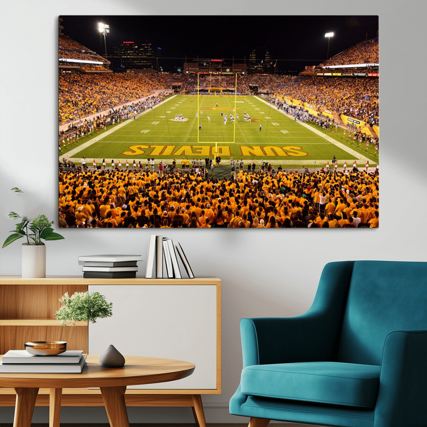 MGV-CV-36X24 - ASU Sun Devils Football Team Print - Phoenix Mountain America Stadium Wall Art Canvas Print
