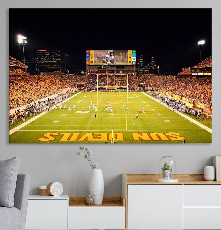 ASU Sun Devils Football Team Print - Phoenix Mountain America Stadium Wall Art Canvas Print