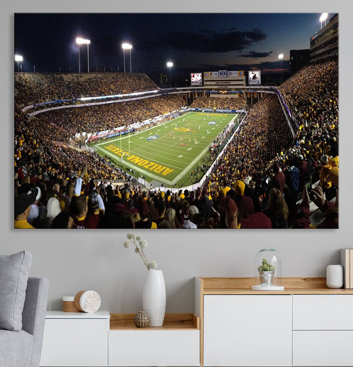 ASU Sun Devils Football Team Print - Phoenix Mountain America Stadium Wall Art Canvas Print