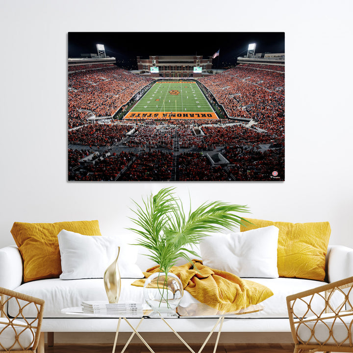 Oklahoma State Cowboys Football Team Print - Stillwater Boone Pickens Stadium Wall Art Canvas Print