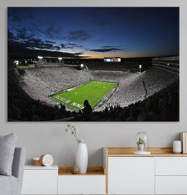 Penn State Nittany Lions Football Team Print - University Park Beaver Stadium Wall Art Canvas Print