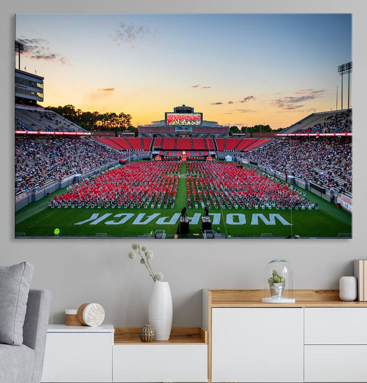 NC State Wolfpack Football Team Print - Raleigh Carter-Finley Stadium Wall Art Canvas Print